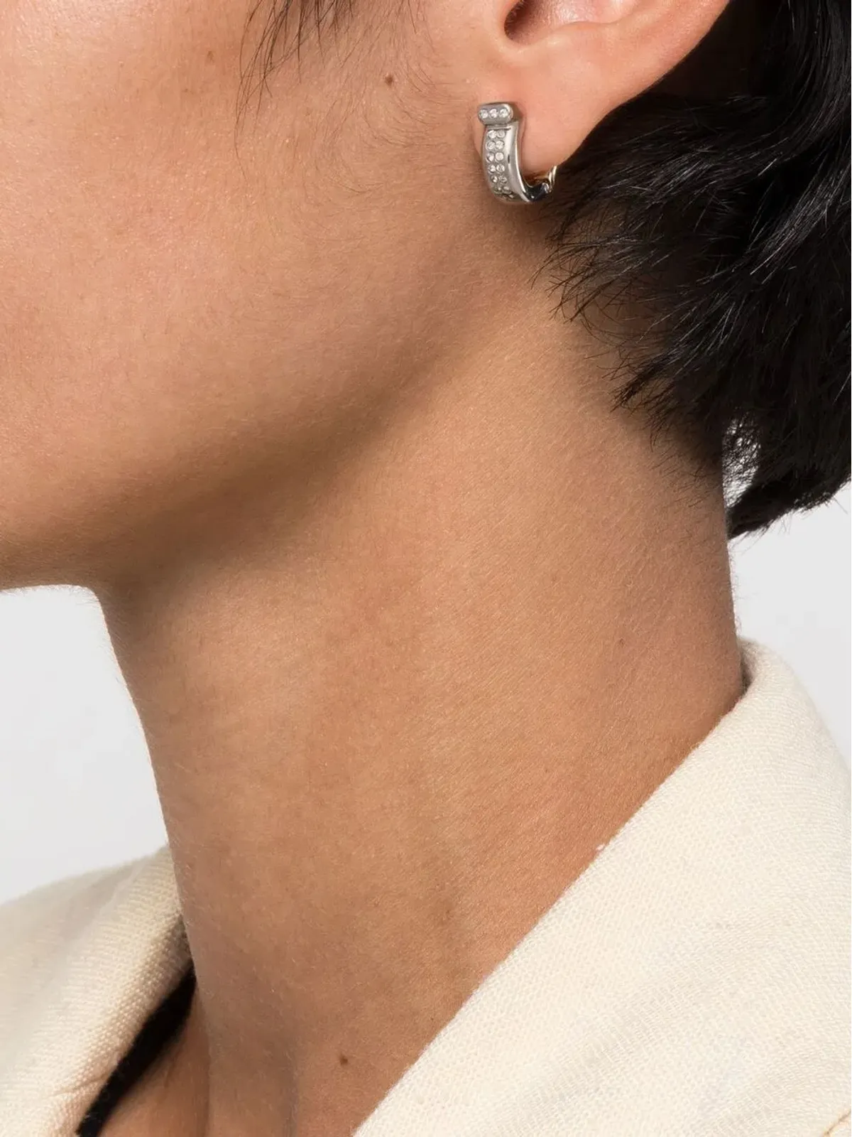 Ferragamo Gancini crystal-embellished hoop earrings - Silver - 画像2