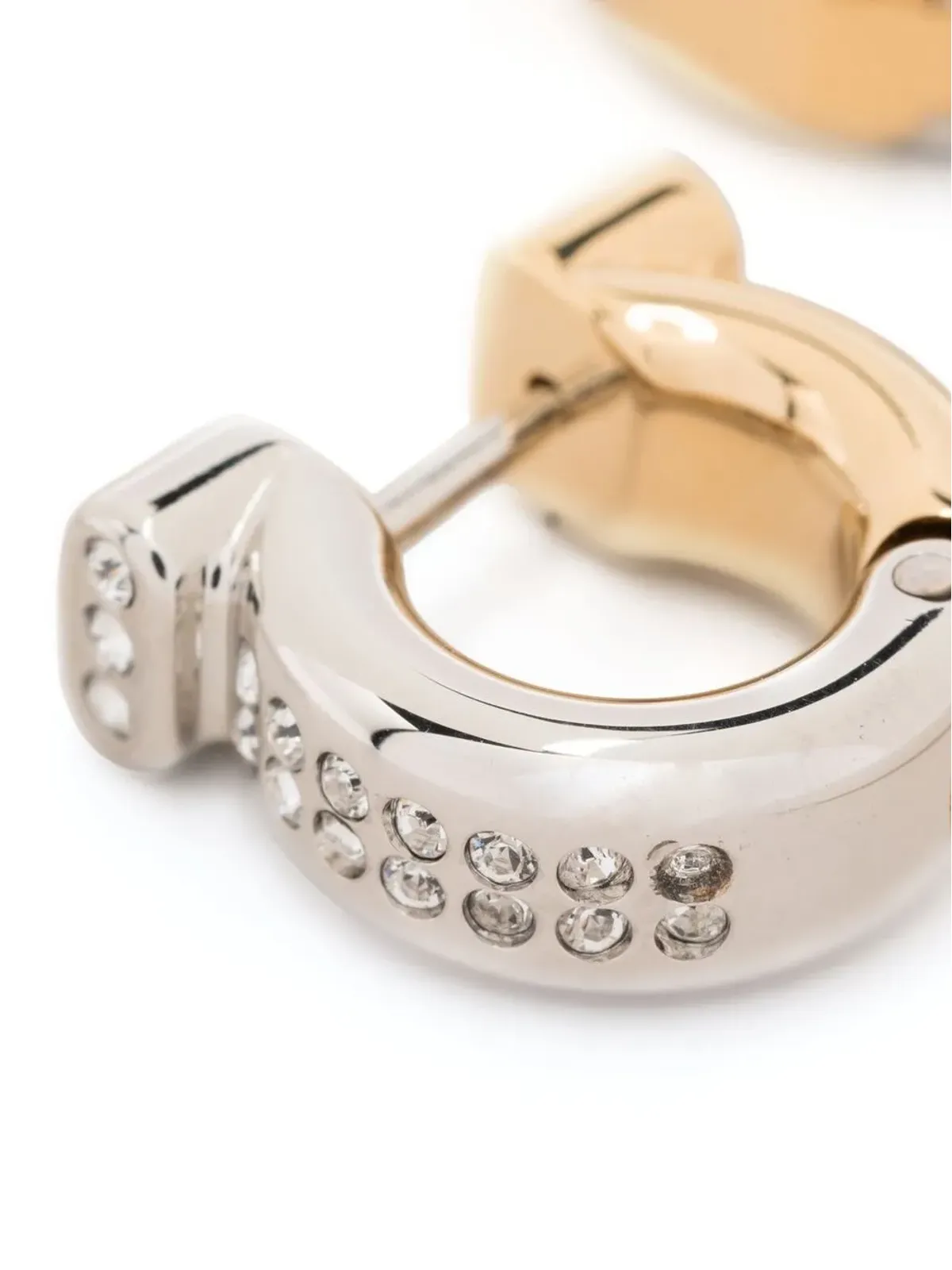 Ferragamo Gancini crystal-embellished hoop earrings - Silver - 画像3