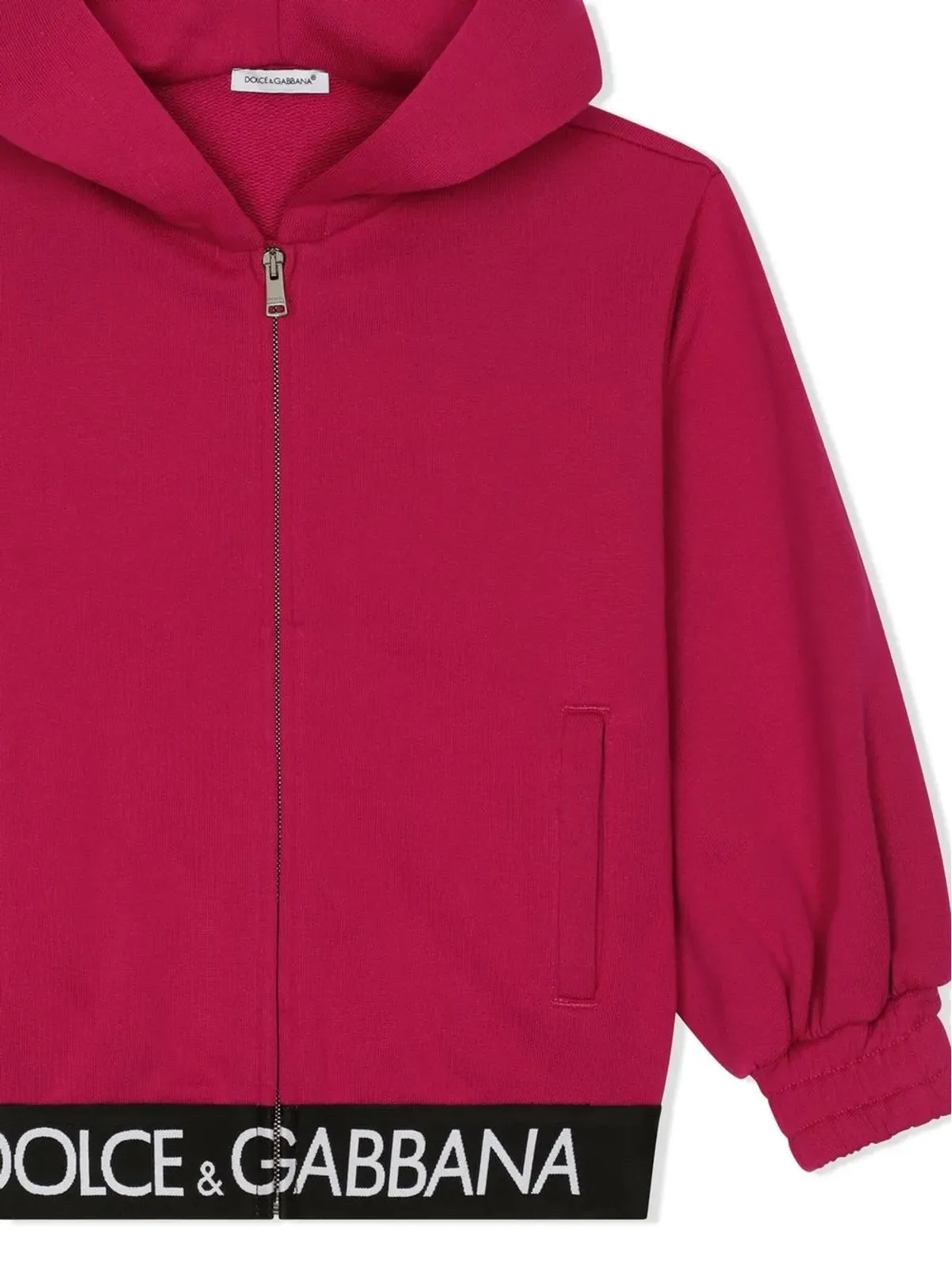 Dolce & Gabbana Kids ロゴ入りウエストバンド ジップアップフーディー - レッド - 画像3
