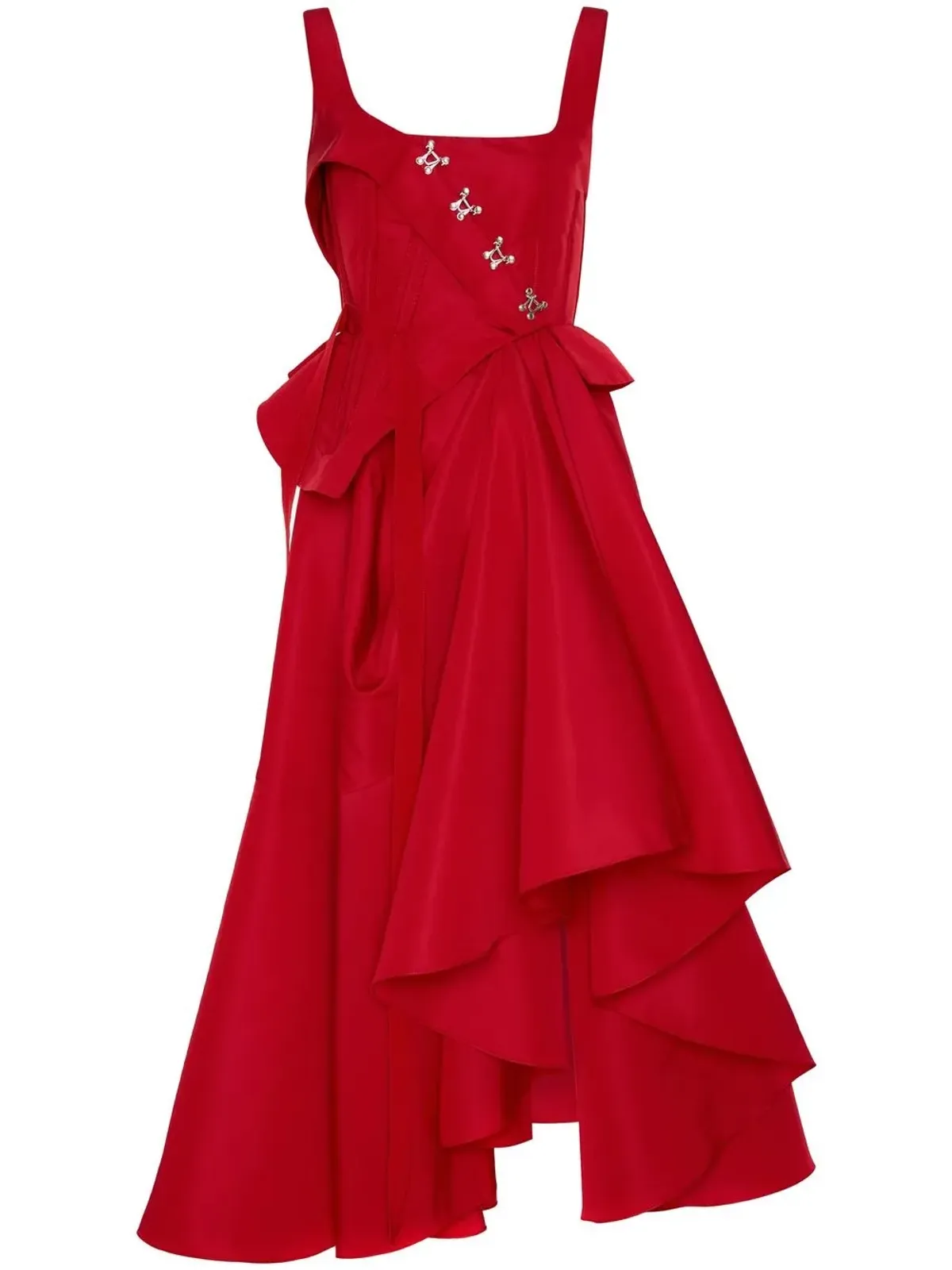 Alexander McQueen フック付きドレープドレス レッド - 画像1