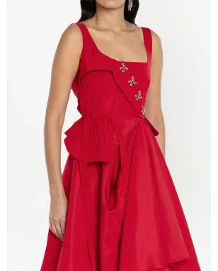 Alexander McQueen フック付きドレープドレス レッド - サムネイル5