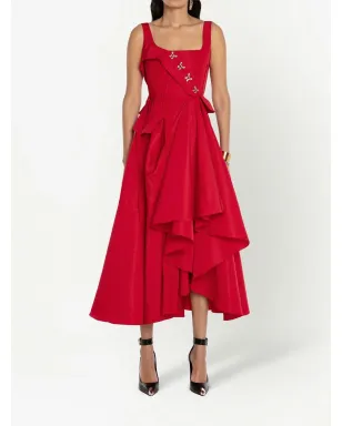 Alexander McQueen フック付きドレープドレス レッド - サムネイル2