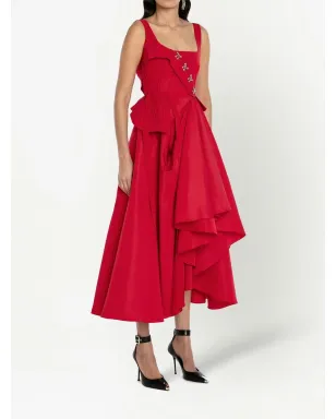 Alexander McQueen フック付きドレープドレス レッド - サムネイル3