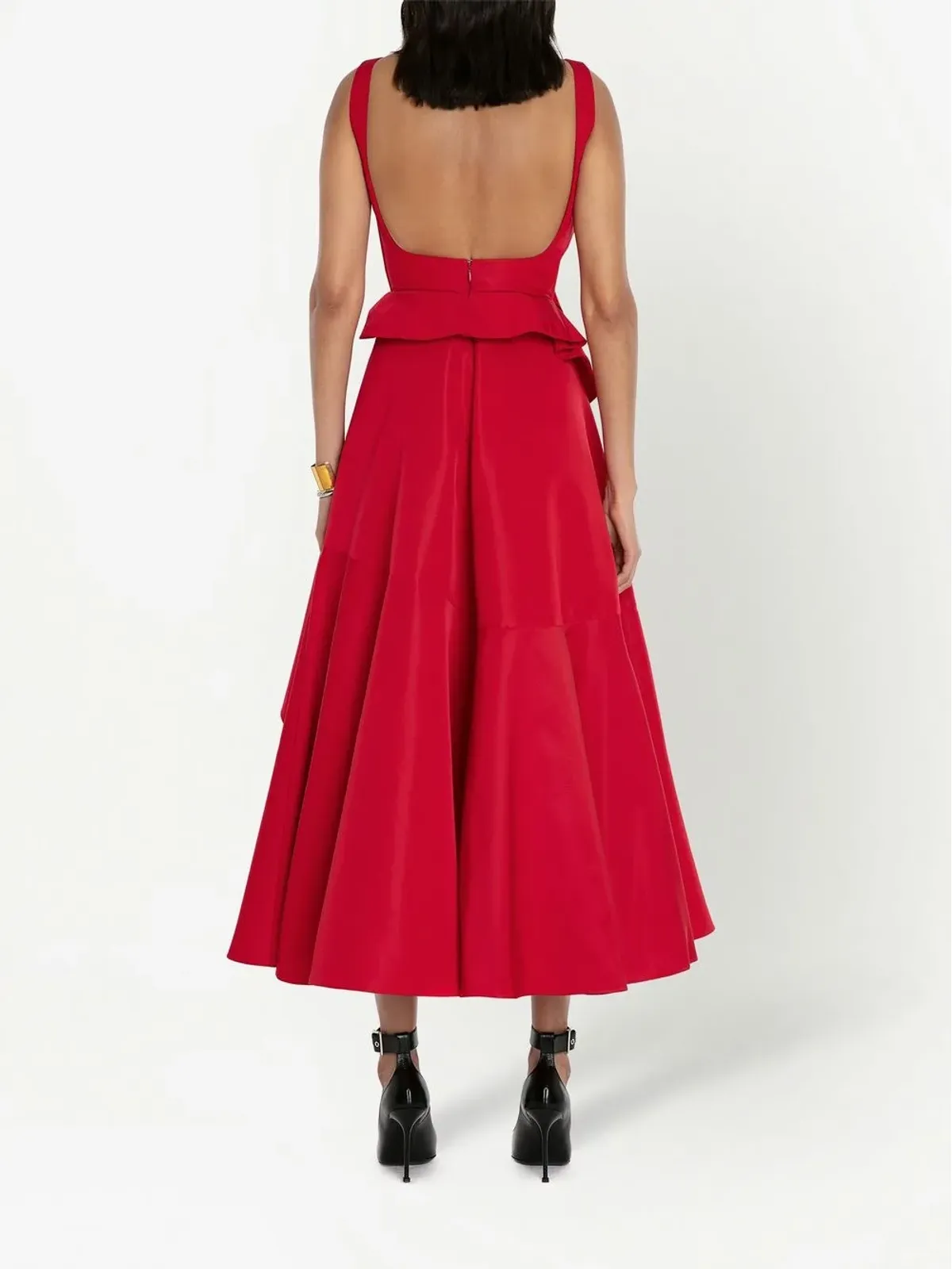 Alexander McQueen フック付きドレープドレス レッド - 画像4