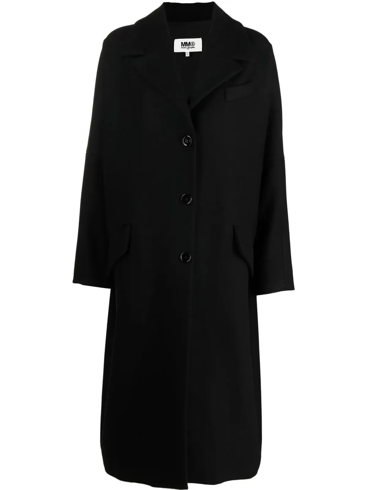 MM6 Maison Margiela シングルブレスト・フェルテッド・コート（ブラック） - 画像1