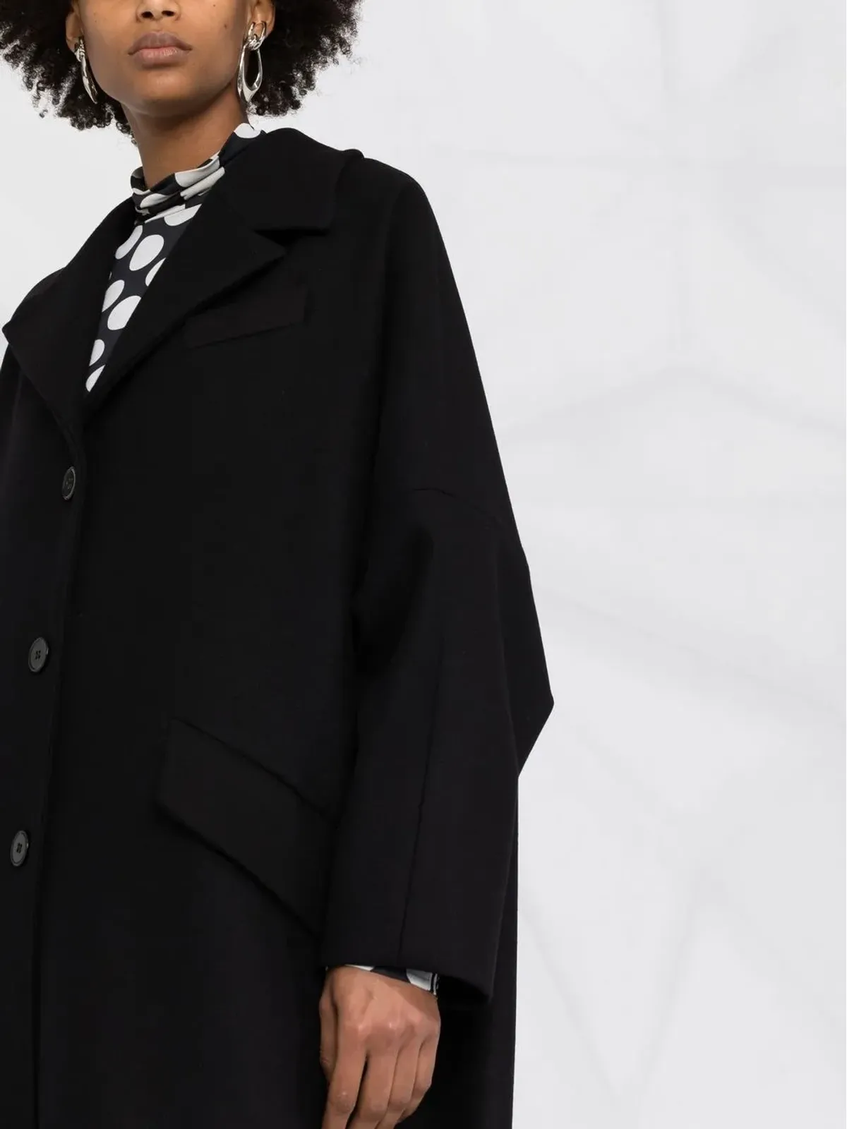 MM6 Maison Margiela シングルブレスト・フェルテッド・コート（ブラック） - 画像3