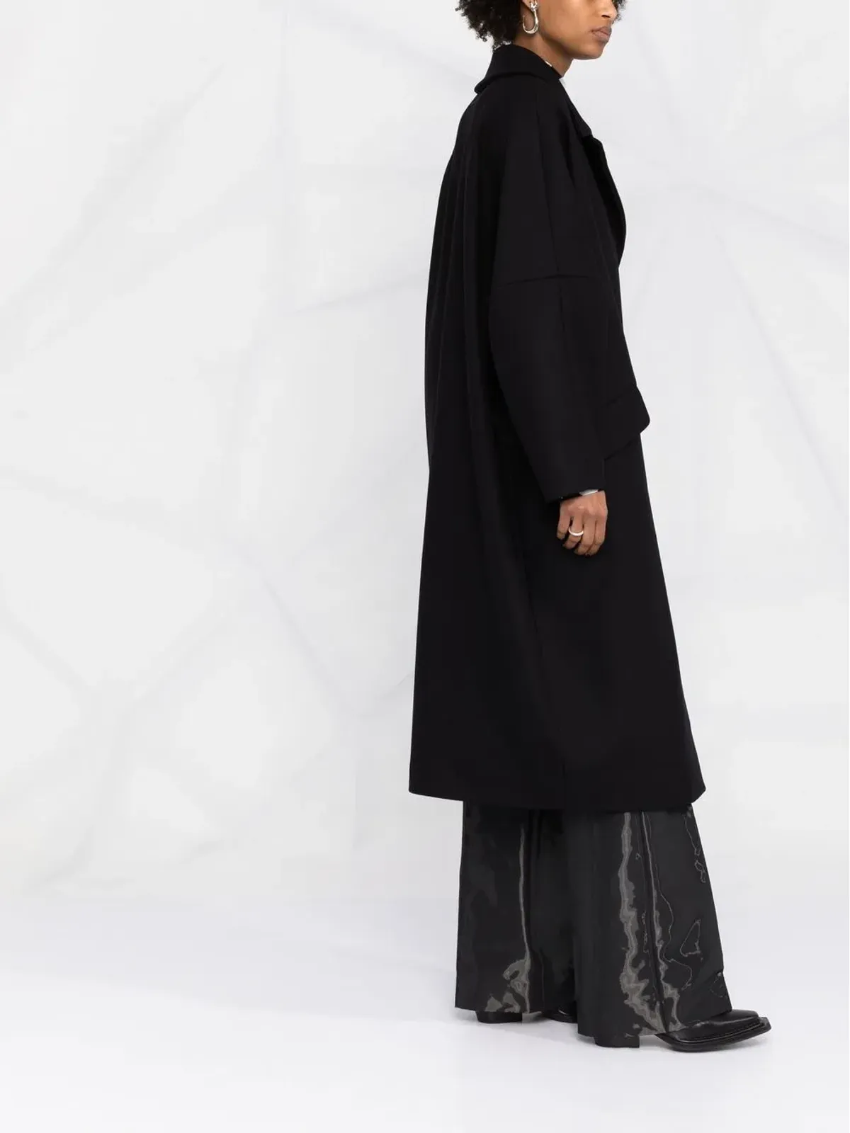 MM6 Maison Margiela シングルブレスト・フェルテッド・コート（ブラック） - 画像4
