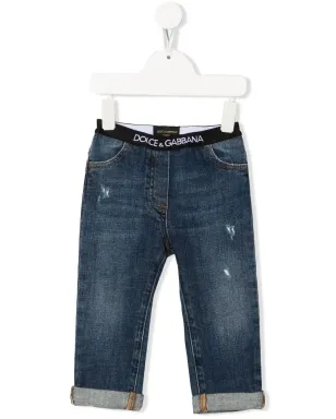 Dolce & Gabbana Kids ロゴ入りウエストバンド ジーンズ - サムネイル1