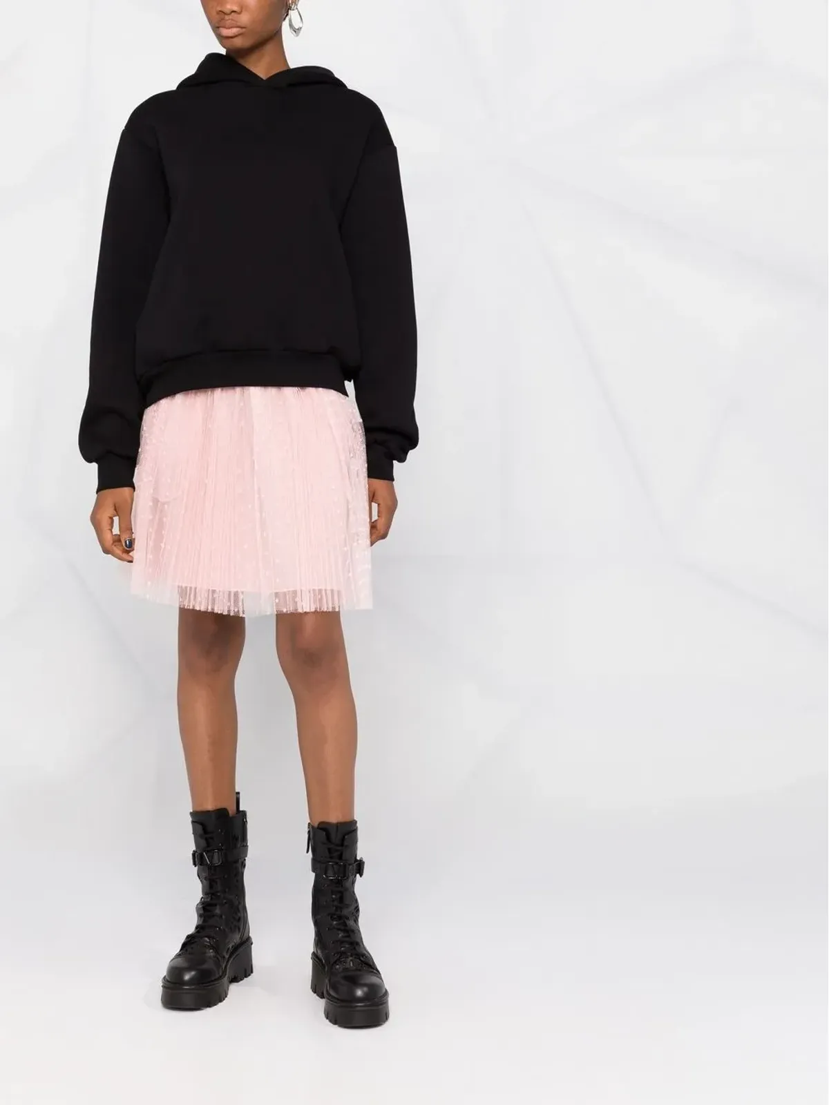 RED Valentino ポイントデスプリエ風チュールプリーツミニスカート - 画像2