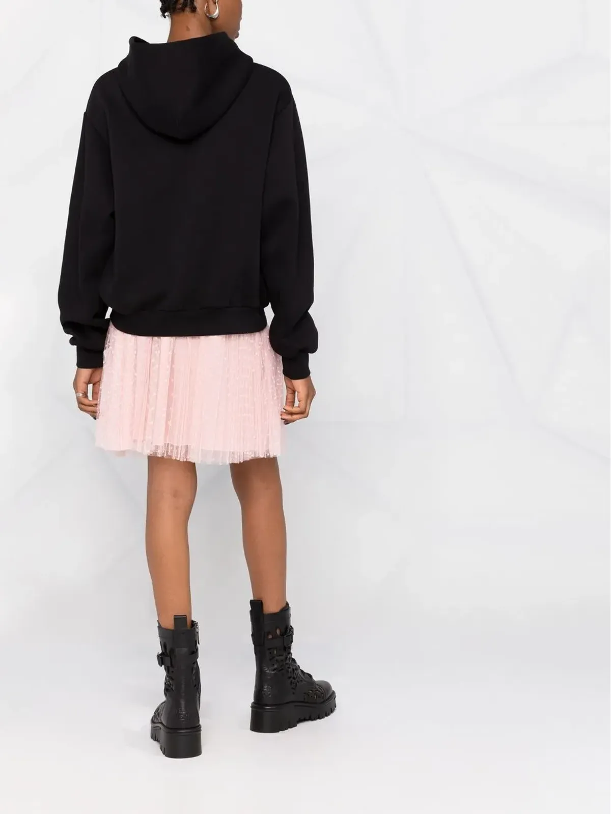 RED Valentino ポイントデスプリエ風チュールプリーツミニスカート - 画像4