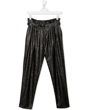 Balmain Kids メタリック仕上げ ベルト付きパンツ - ブラック - サムネイル1