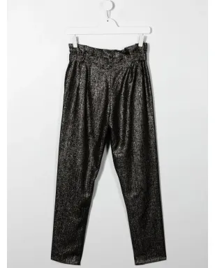 Balmain Kids メタリック仕上げ ベルト付きパンツ - ブラック - サムネイル2
