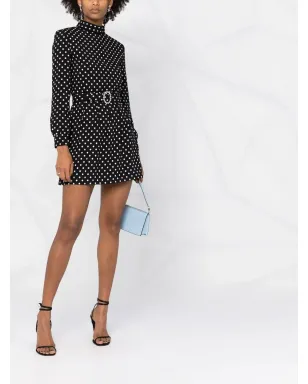 Saint Laurent ベルト付きポルカドット ミニドレス - ブラック - サムネイル2