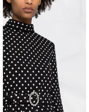 Saint Laurent ベルト付きポルカドット ミニドレス - ブラック - サムネイル3