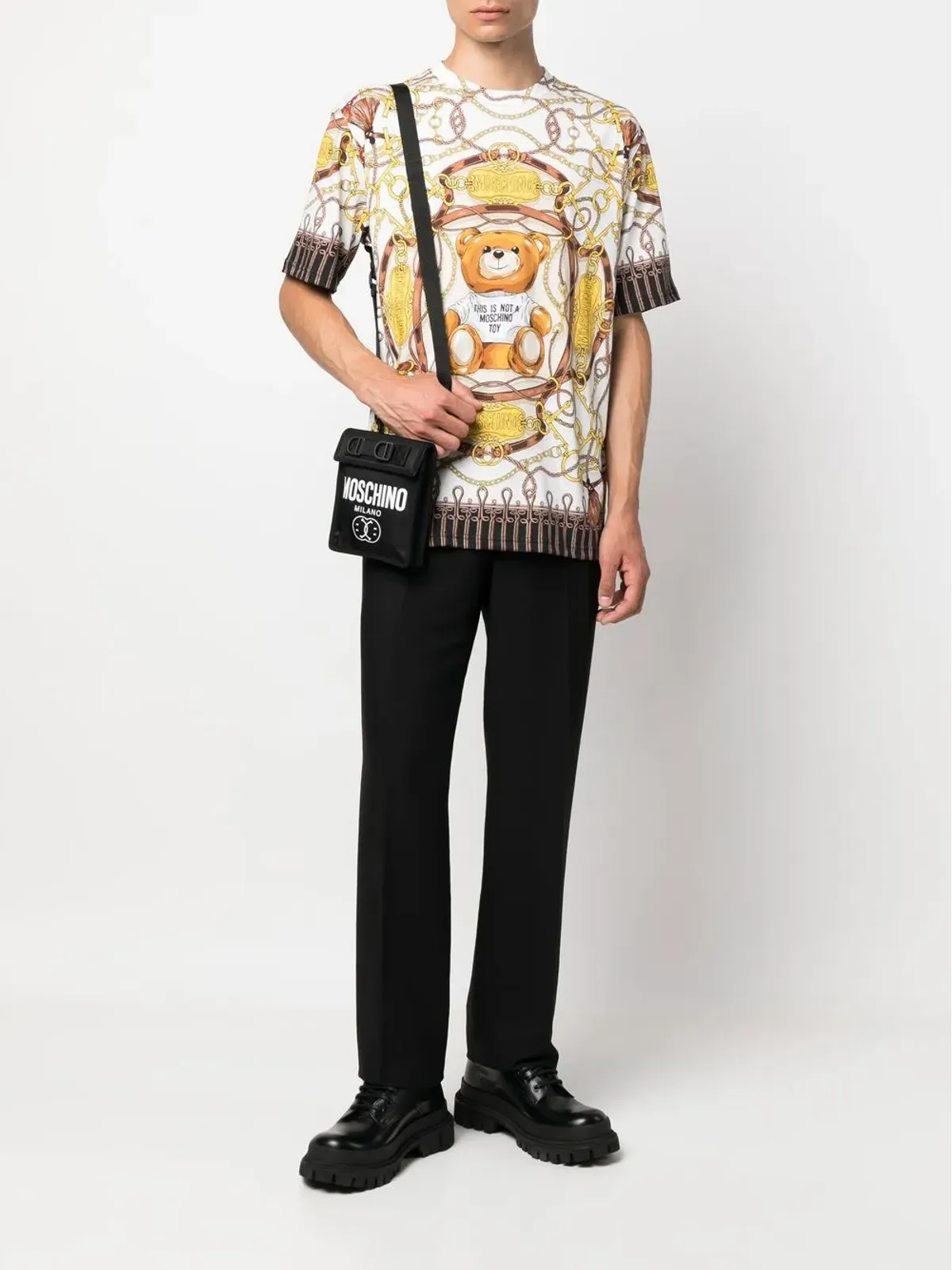 Moschino チェーンリンクプリント半袖Tシャツ ホワイト - 画像2