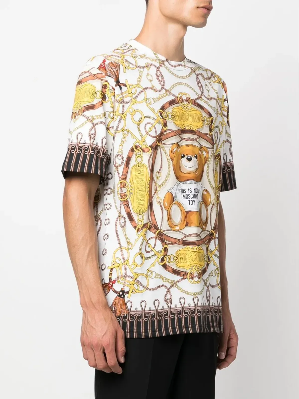 Moschino チェーンリンクプリント半袖Tシャツ ホワイト - 画像3