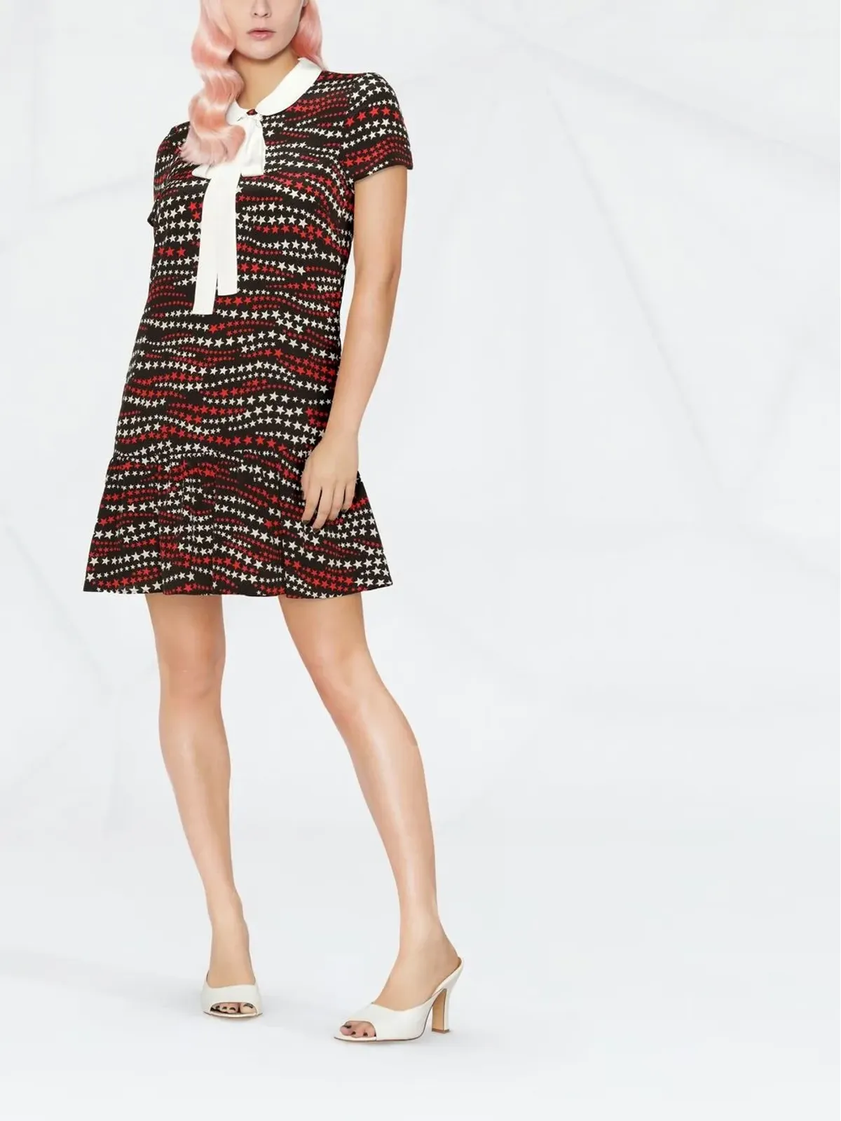 RED Valentino 星柄プリント半袖ドレス - 画像2
