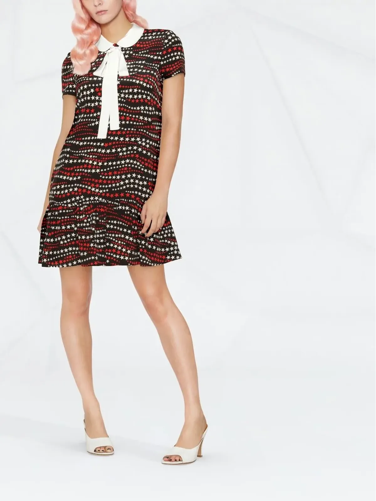 RED Valentino 星柄プリント半袖ドレス - 画像4