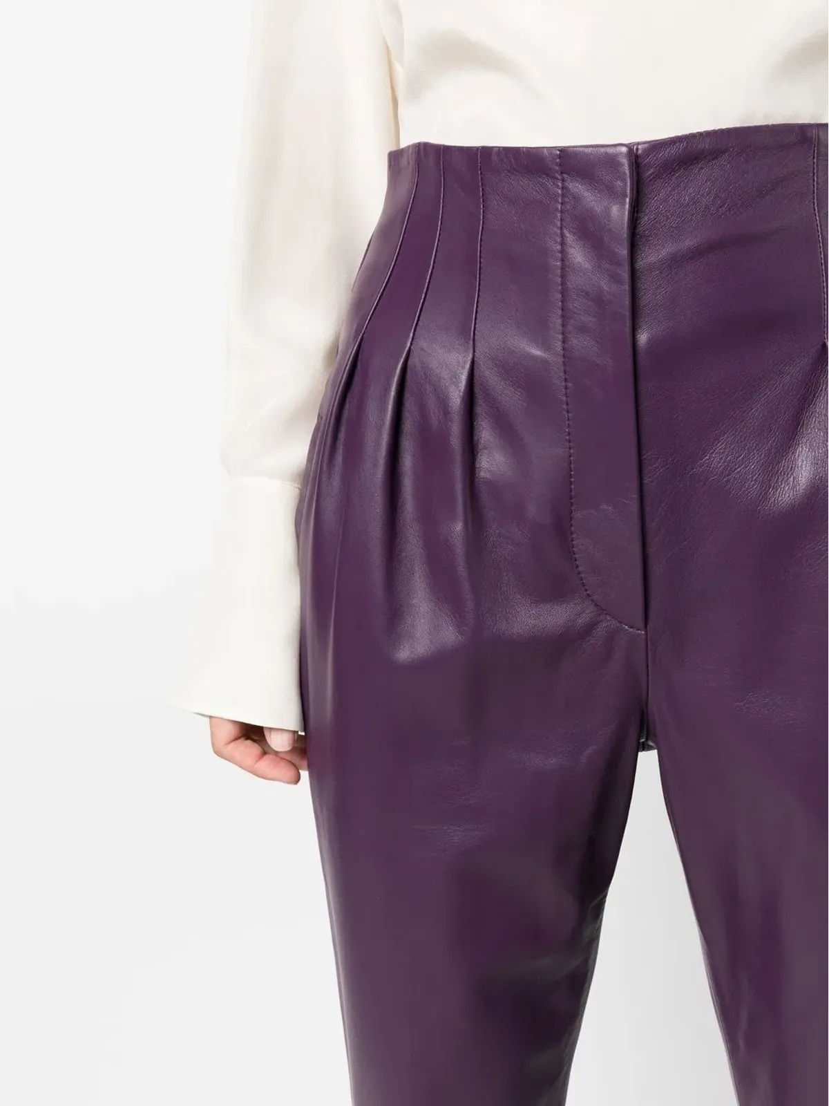 Alberta Ferretti テーパードレザーパンツ - 画像5