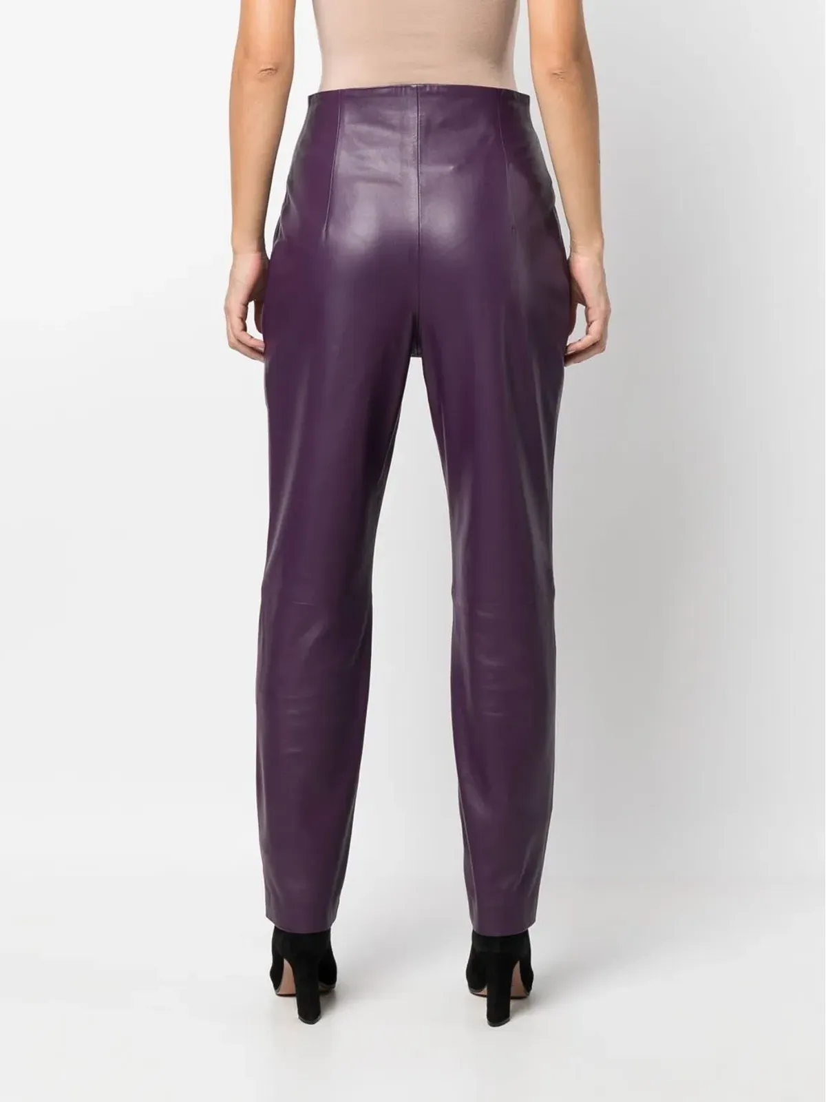 Alberta Ferretti テーパードレザーパンツ - 画像4