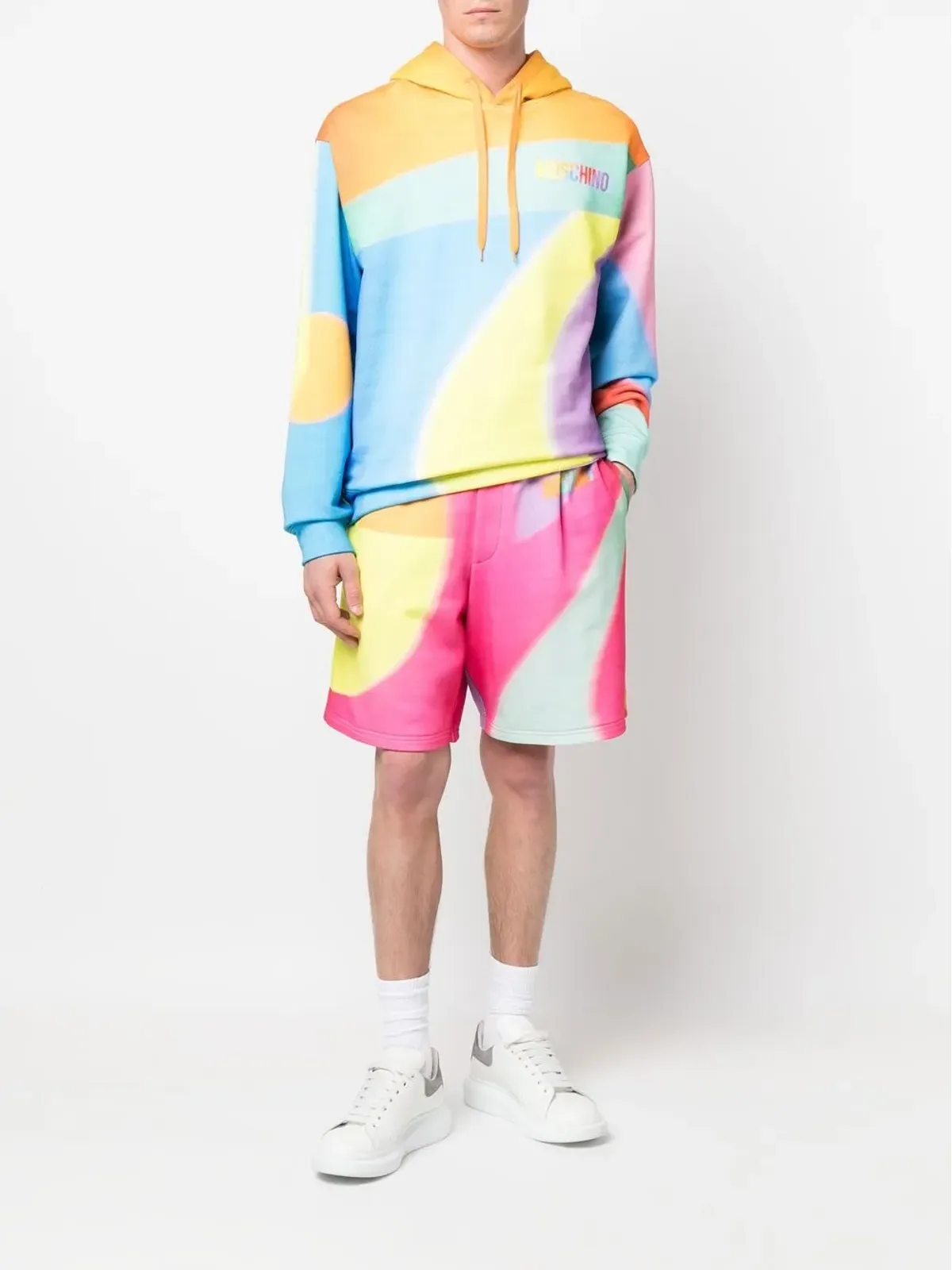 Moschino 虹色プリント トラックショーツ - 画像2
