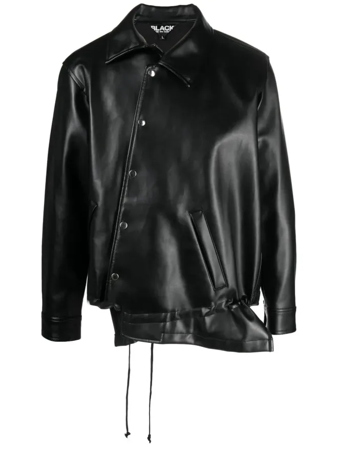 Black Comme des Garçons Black Comme Des Garçons アシンメトリーヘム人工皮革ジャケットの商品画像