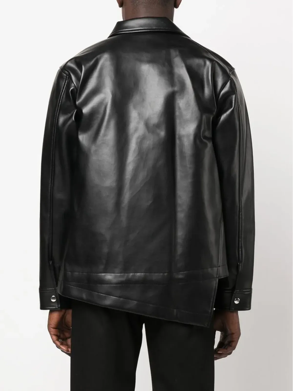 Black Comme Des Garçons アシンメトリーヘム人工皮革ジャケット - 画像5