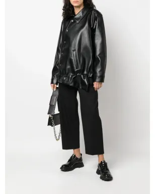 Black Comme Des Garçons アシンメトリーヘム人工皮革ジャケット - サムネイル3