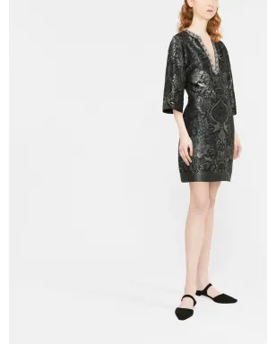 ETRO patterned jacquard shift dress - Black - サムネイル4