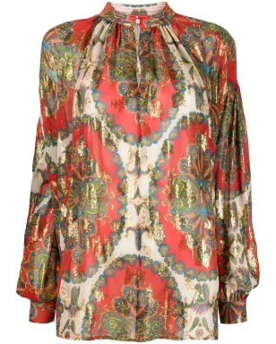ETRO ペイズリープリント シルク ブラウス - レッド - サムネイル1