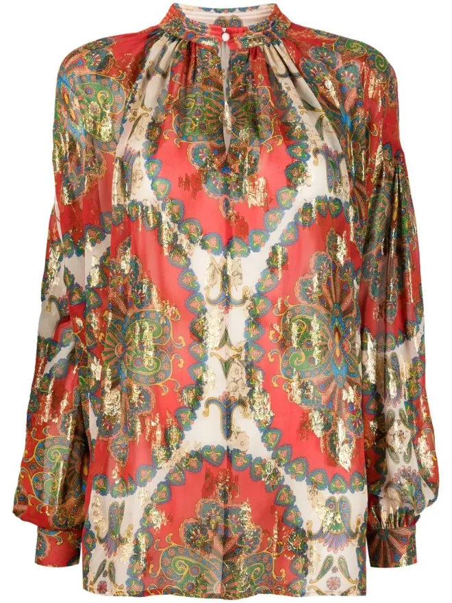 ETRO ETRO ペイズリープリント シルク ブラウス - レッドの商品画像