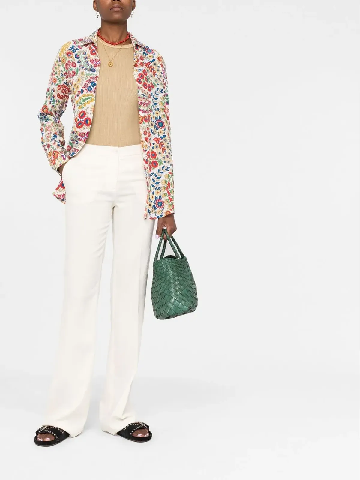 ETRO ハイウエスト ワイドレッグパンツ - 画像2