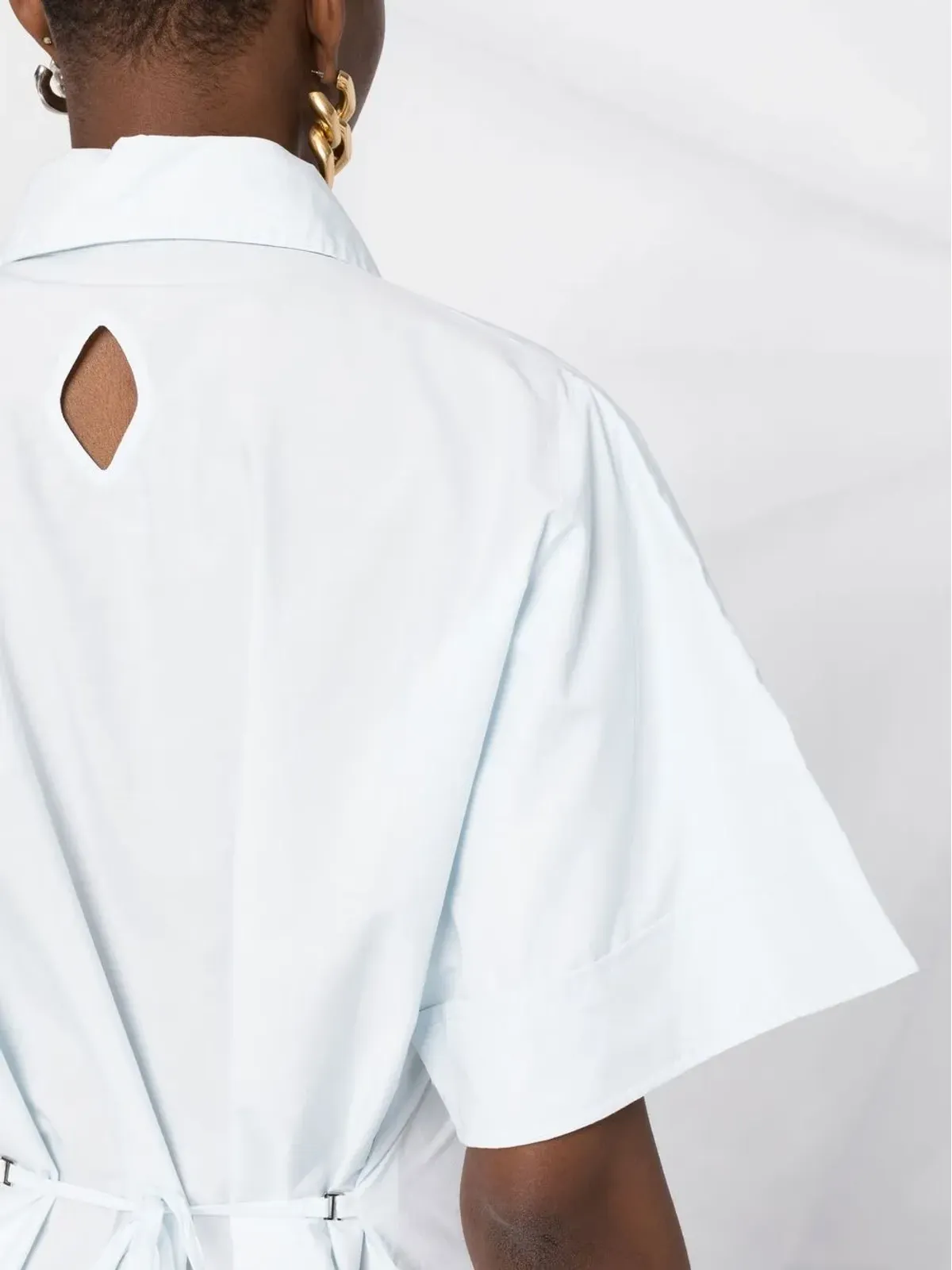 GANNI broderie anglaise ミディシャツドレス ブルー - 画像3