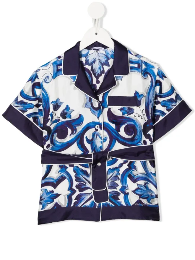 Dolce & Gabbana Kids Dolce & Gabbana Kids マジョリカプリント ベルト付きシャツの商品画像