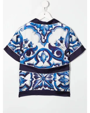 Dolce & Gabbana Kids マジョリカプリント ベルト付きシャツ - サムネイル2