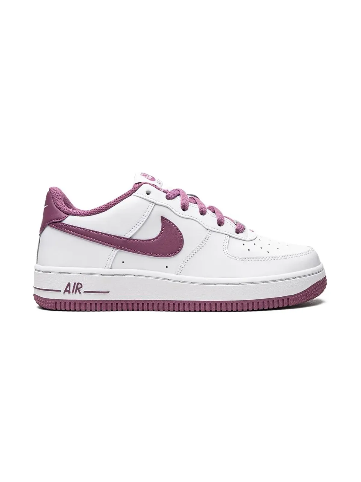 Nike Kids エアフォース1ロー ホワイトモーヴ スニーカー - 画像1