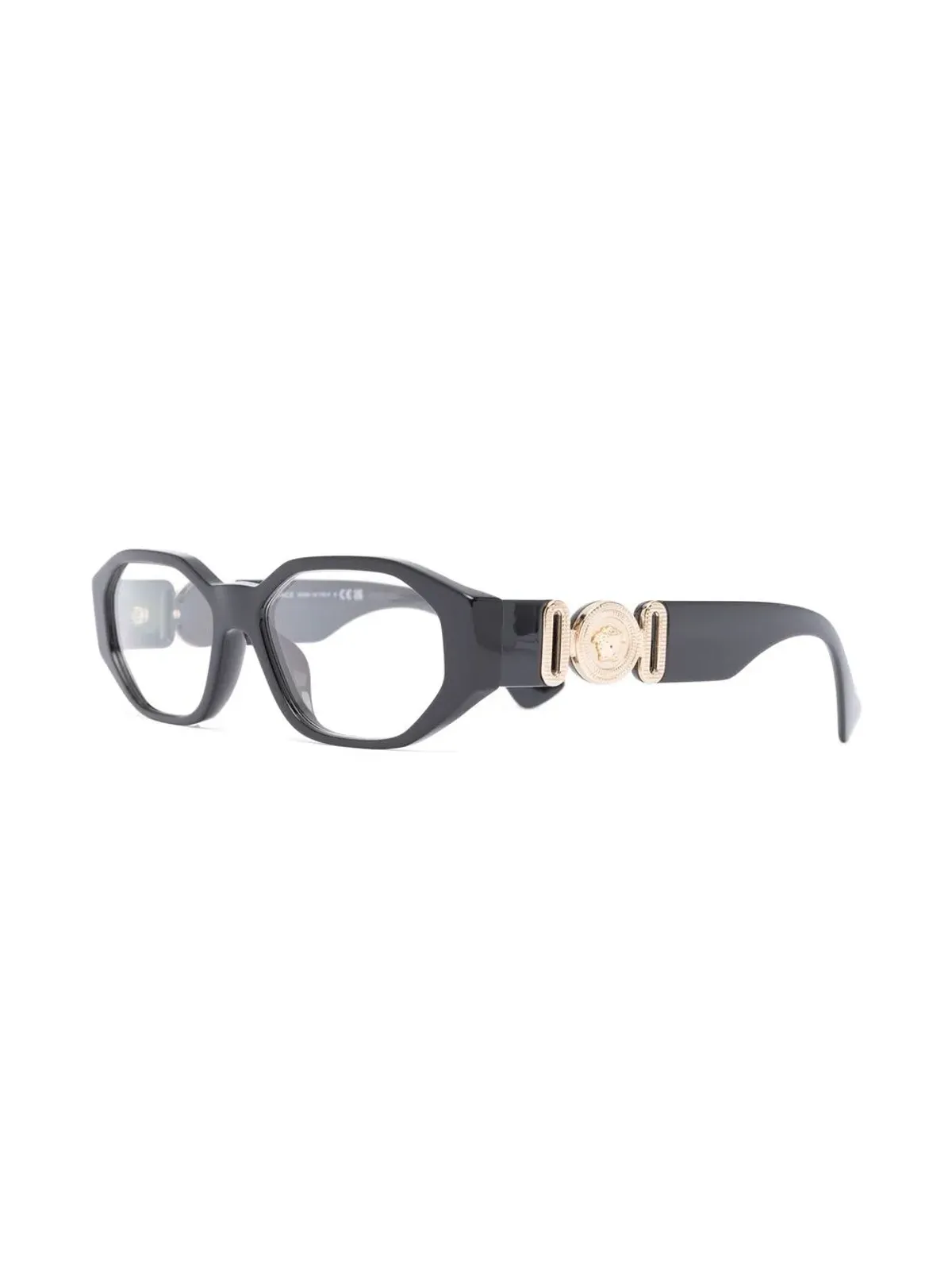 Versace Eyewear ロゴ入りスクエアフレームメガネ - ブラック - 画像2