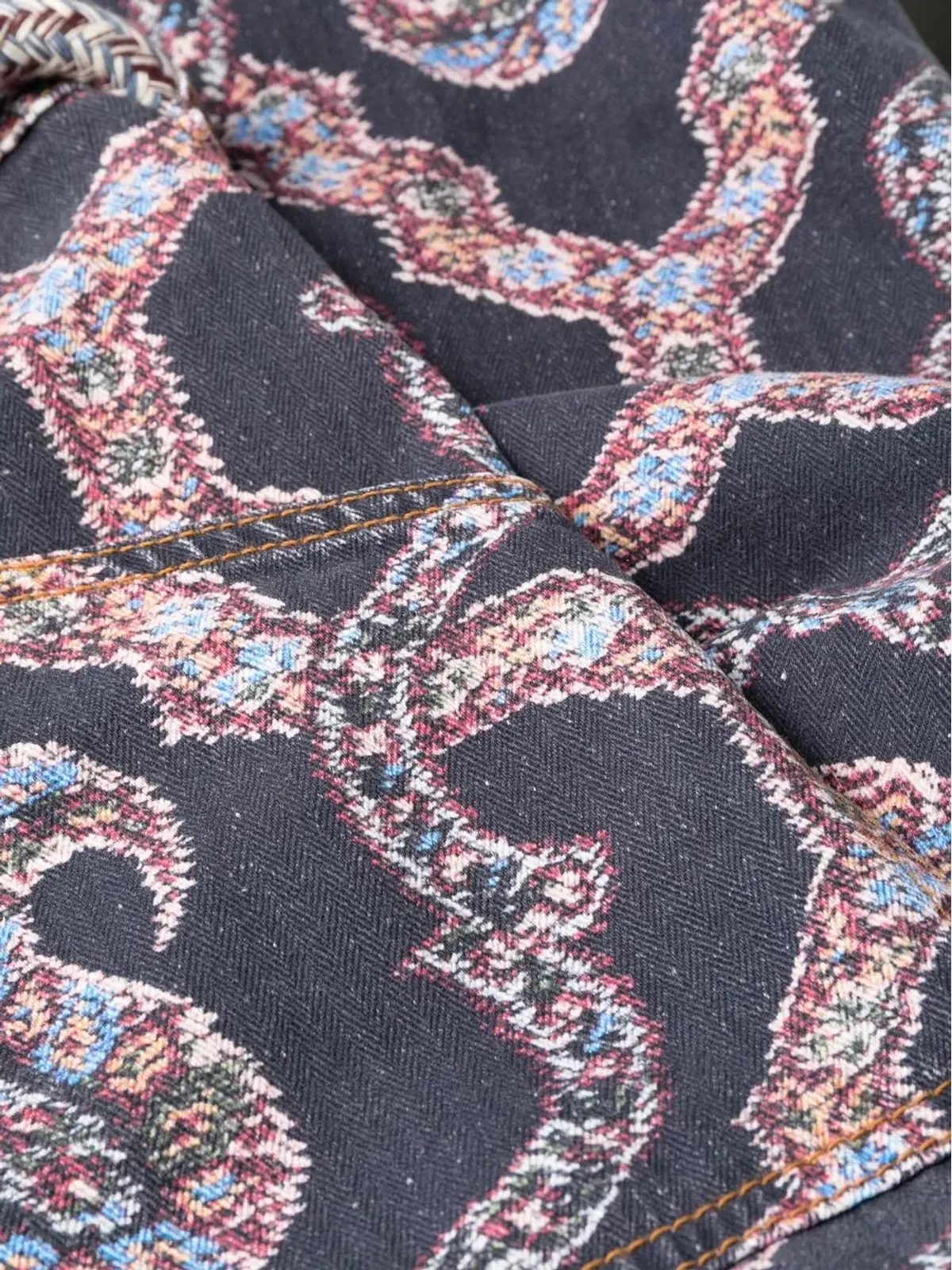 ETRO アブストラクト柄 テーパードパンツ ブルー - 画像5