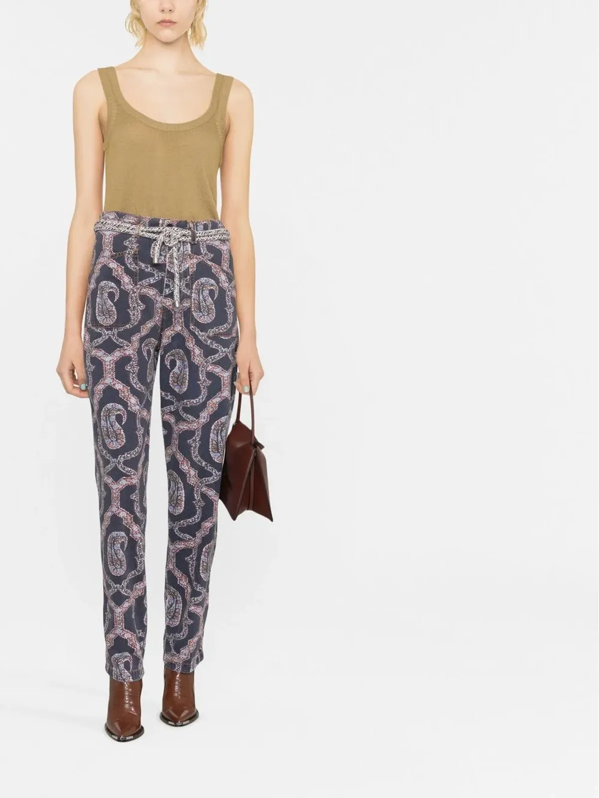 ETRO アブストラクト柄 テーパードパンツ ブルー - 画像2