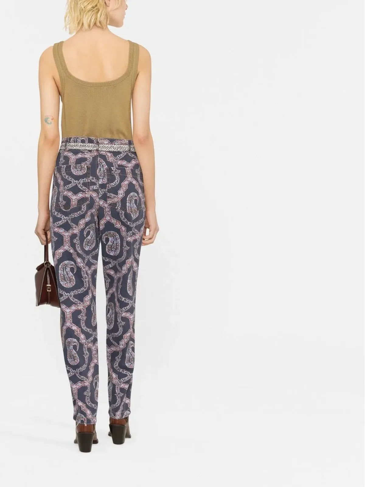 ETRO アブストラクト柄 テーパードパンツ ブルー - 画像4