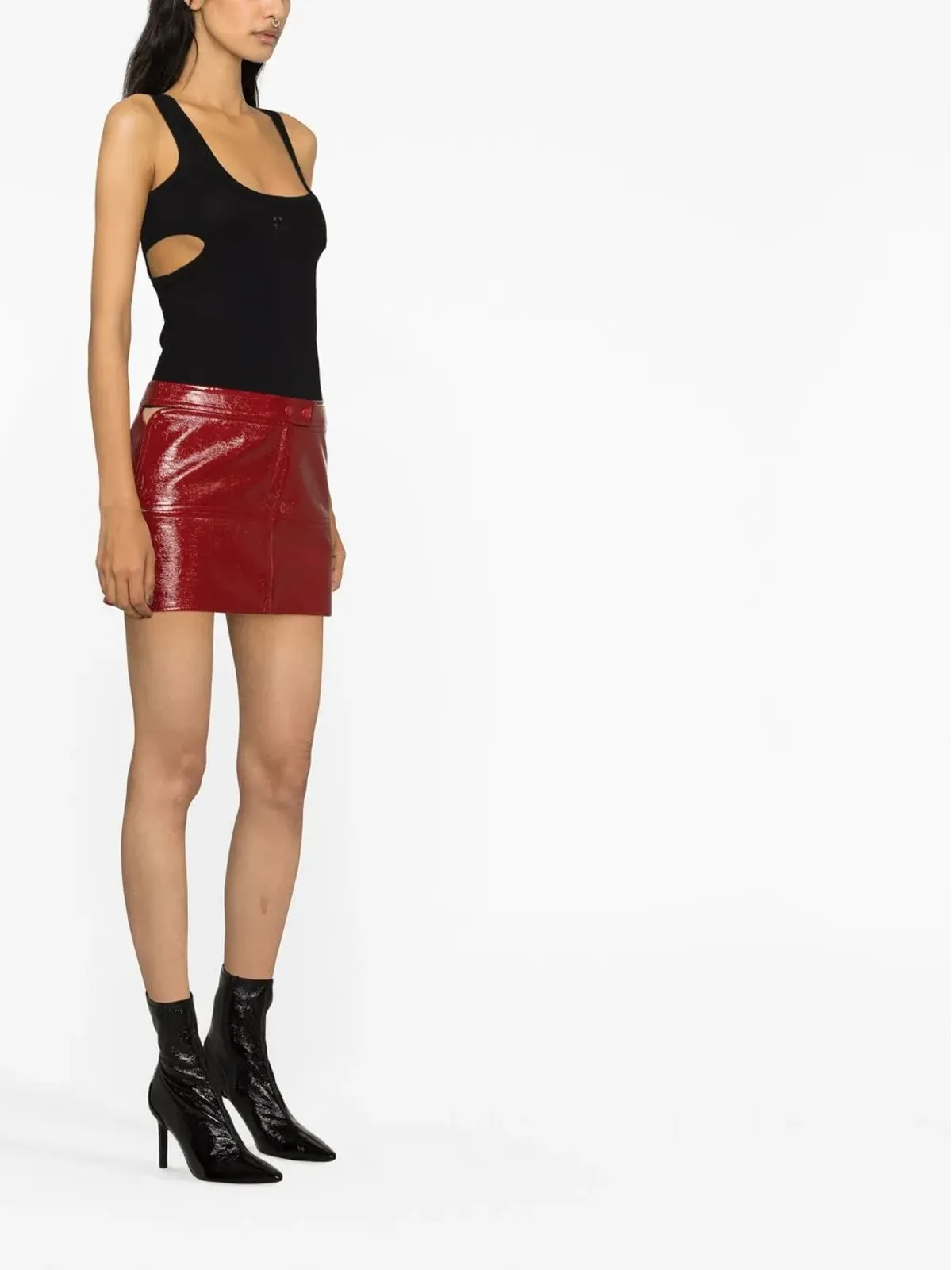 Courrèges フェイクレザー パテント ミニスカート - 画像4
