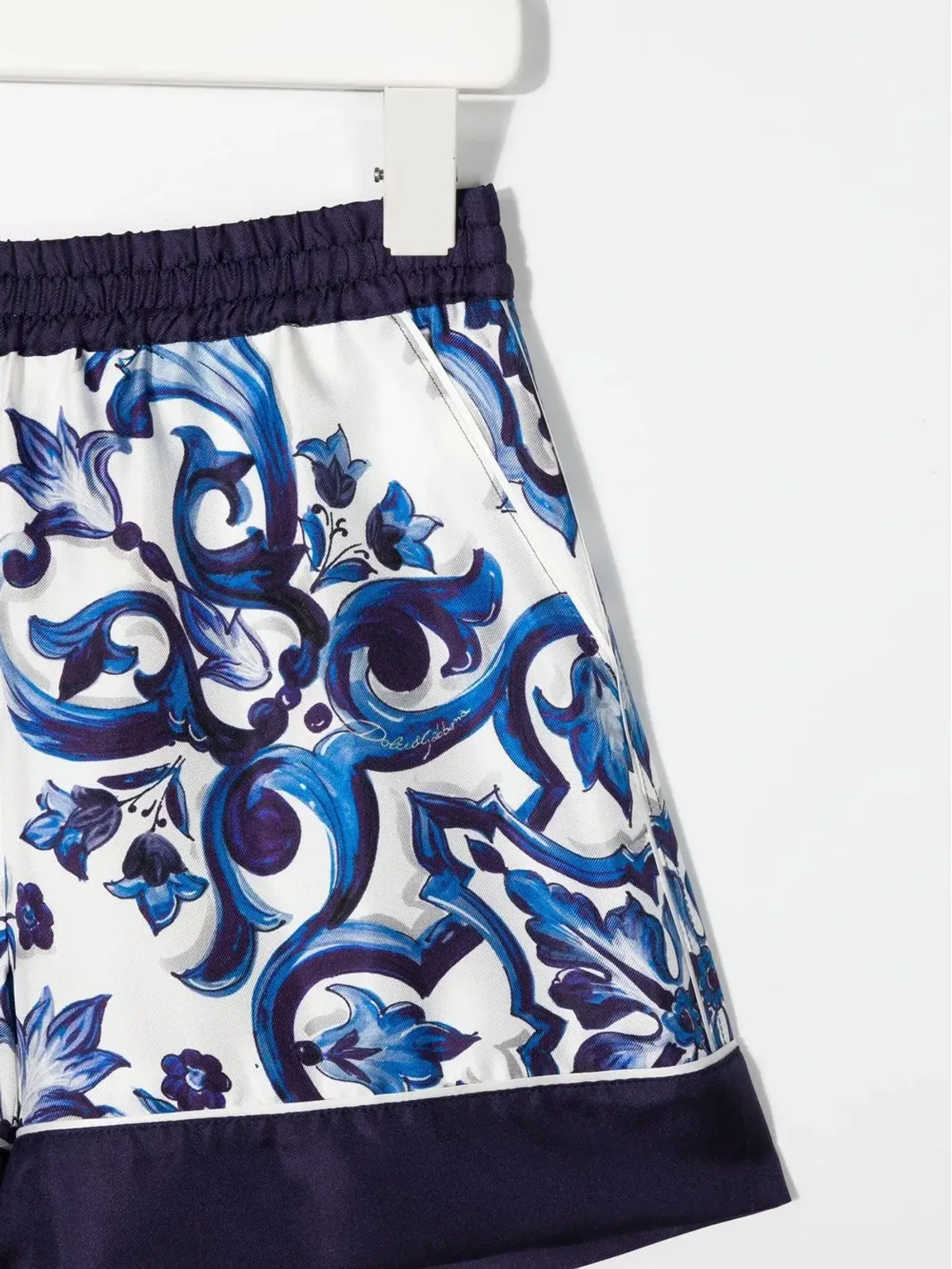 Dolce & Gabbana Kids マジョリカプリント ハイウエストショーツ ブルー - 画像3