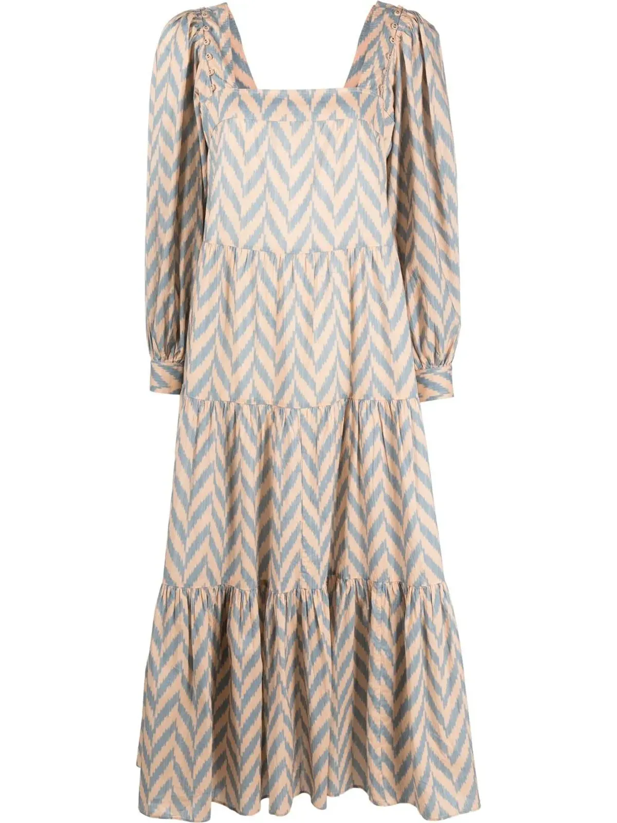 Ulla Johnson Georgina チェボンプリント ティアードドレス - 画像1