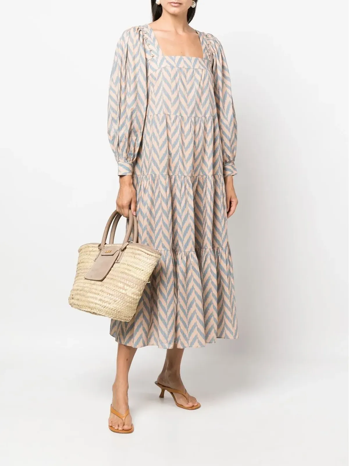Ulla Johnson Georgina チェボンプリント ティアードドレス - 画像2