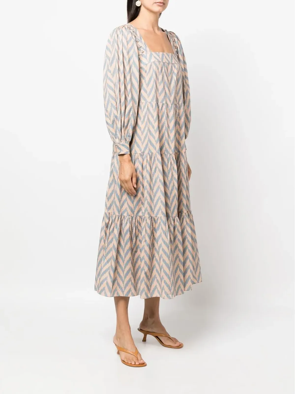 Ulla Johnson Georgina チェボンプリント ティアードドレス - 画像3
