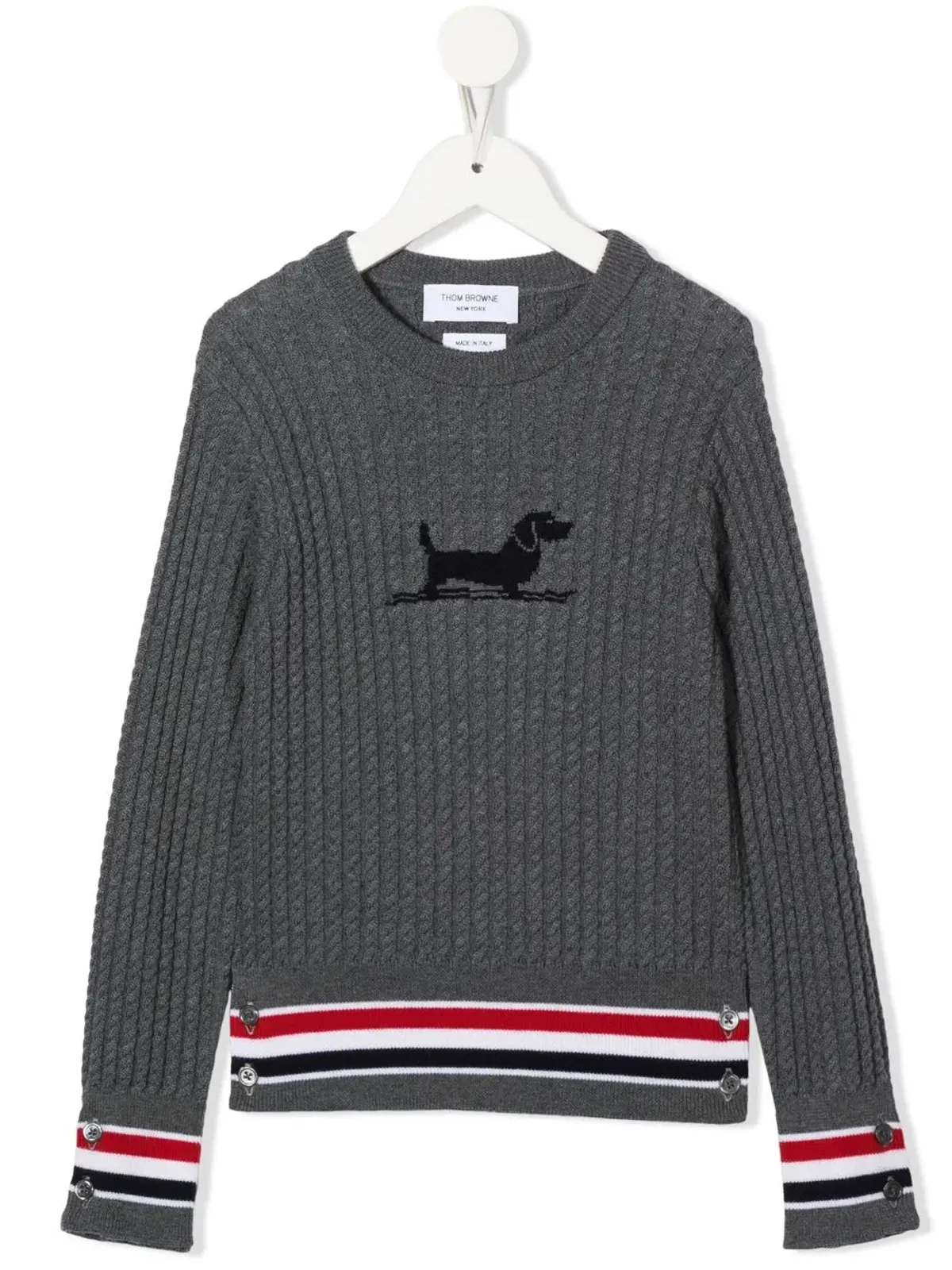 Thom Browne Kids ケーブル編み クルーネック プルオーバー - Grey - 画像1
