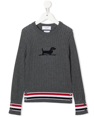 Thom Browne Kids ケーブル編み クルーネック プルオーバー - Grey - サムネイル1