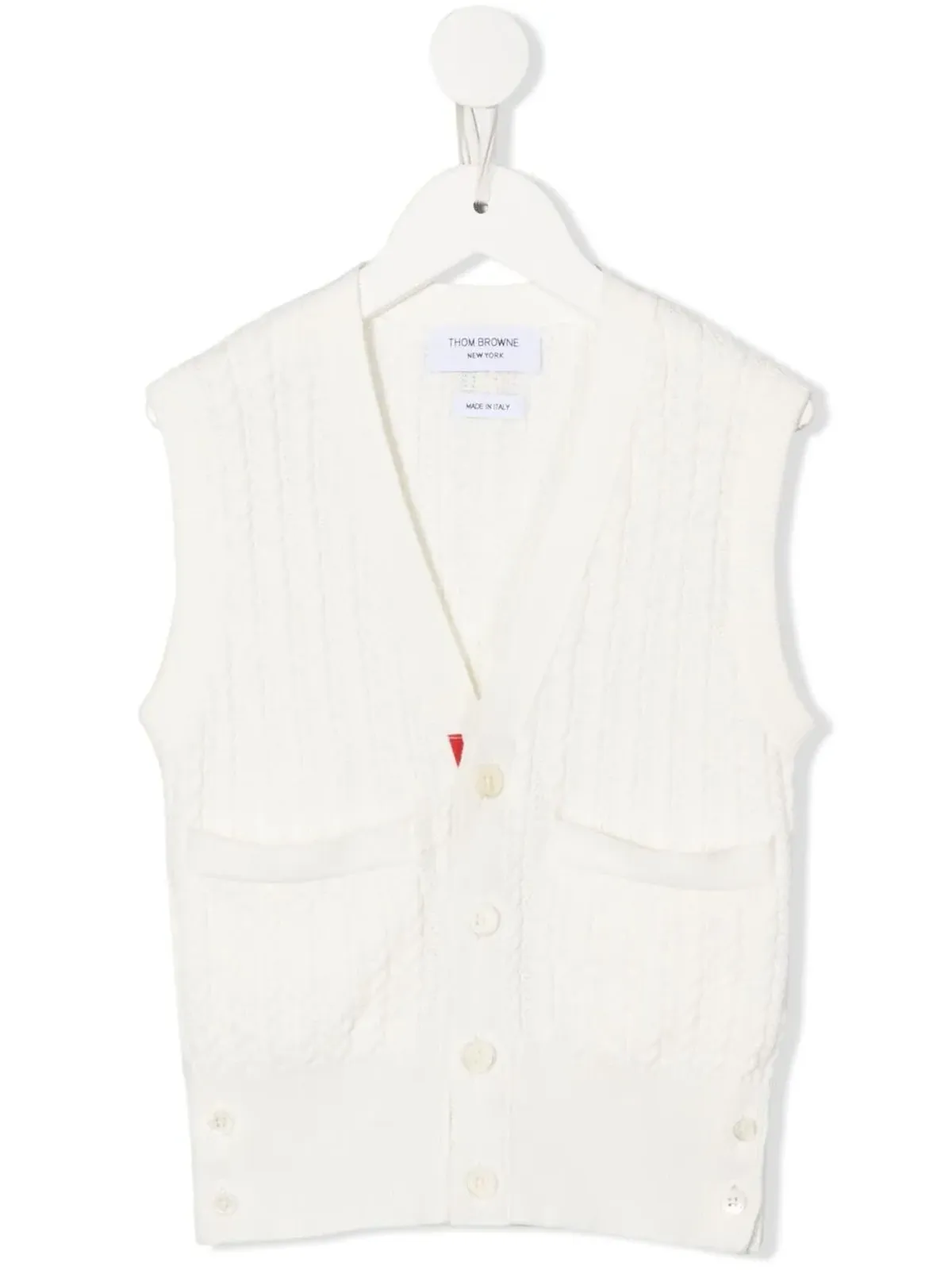 Thom Browne Kids ケーブルニット ノースリーブ カーディガン - 画像1