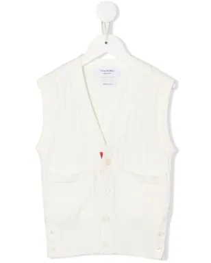 Thom Browne Kids ケーブルニット ノースリーブ カーディガン - サムネイル1