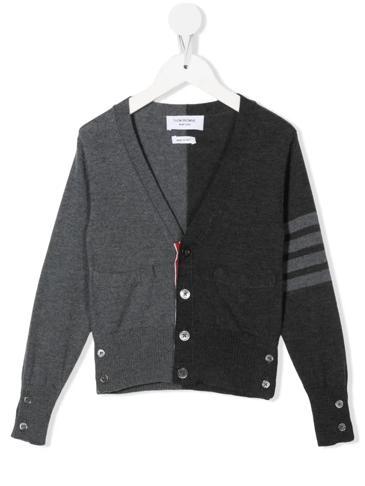 Thom Browne Kids ツートーンVネックカーディガン - 画像1